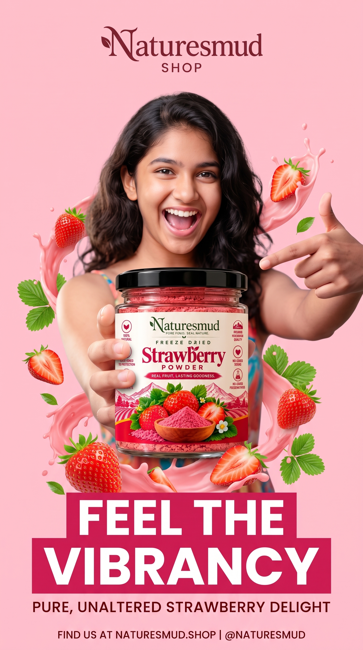 Freeze Dried Strawberry Powder — Real Berry Aroma & Vitamin C